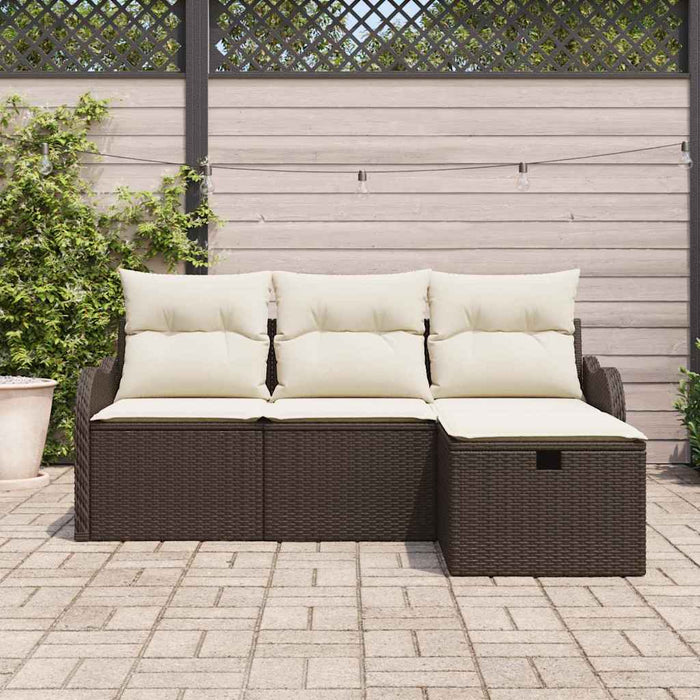 vidaXL Set Divano da Giardino 4 pcs Marrone e crema 176 x 117 x 85 cm