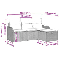 Set Divano da Giardino 4 pz-Sofa da Giardino-Divanetto da esterno Marrone e Crema polyrattan 735324