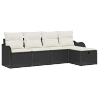 Set Divano da Giardino 5 pz-Sofa da Giardino-Divanetto da esterno Nero e crema Poly Rattan