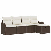 Set Divano da Giardino 5 pz-Sofa da Giardino-Divanetto da esterno Marrone e crema Poly Rattan