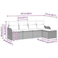 Set Divano da Giardino 5 pz-Sofa da Giardino-Divanetto da esterno Marrone e crema Poly Rattan