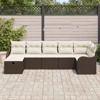 Set Divano da Giardino 7 Pezzi con Cuscini Marrone Polyrattan 3358997