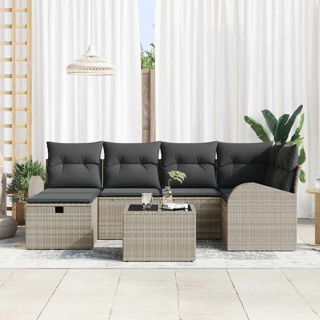 Set di Sofà da Giardino  con Cuscini Grigio Chiaro Polyrattan 3359091