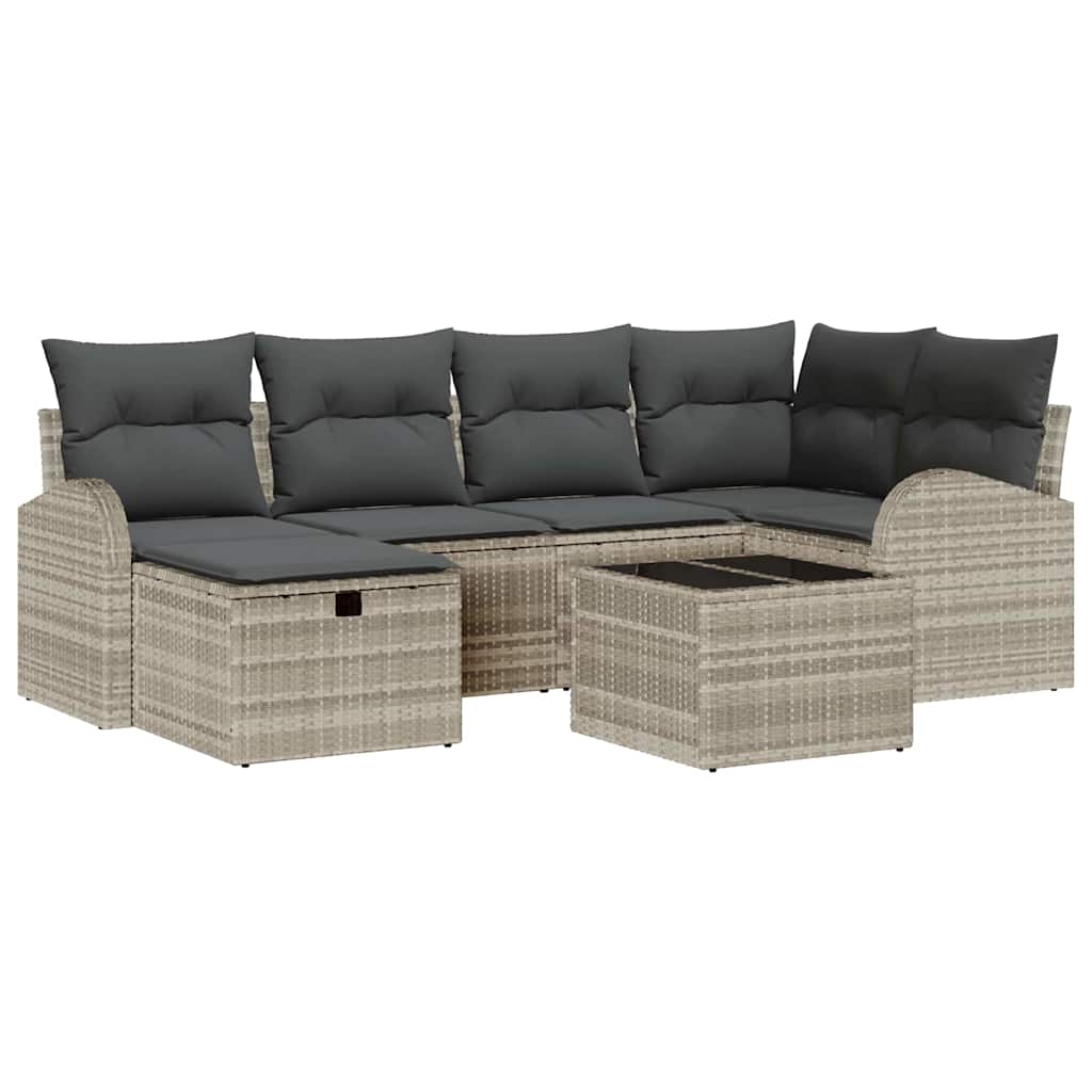 Set di Sofà da Giardino  con Cuscini Grigio Chiaro Polyrattan 3359091
