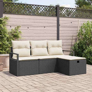 vidaXL Set Divano da Giardino 4 pcs Nero e crema 175 x 117 x 85 cm