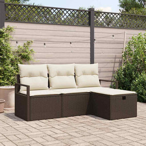 Set divano da giardino 4 pezzi con cuscini marrone rattan sintetico 3359147