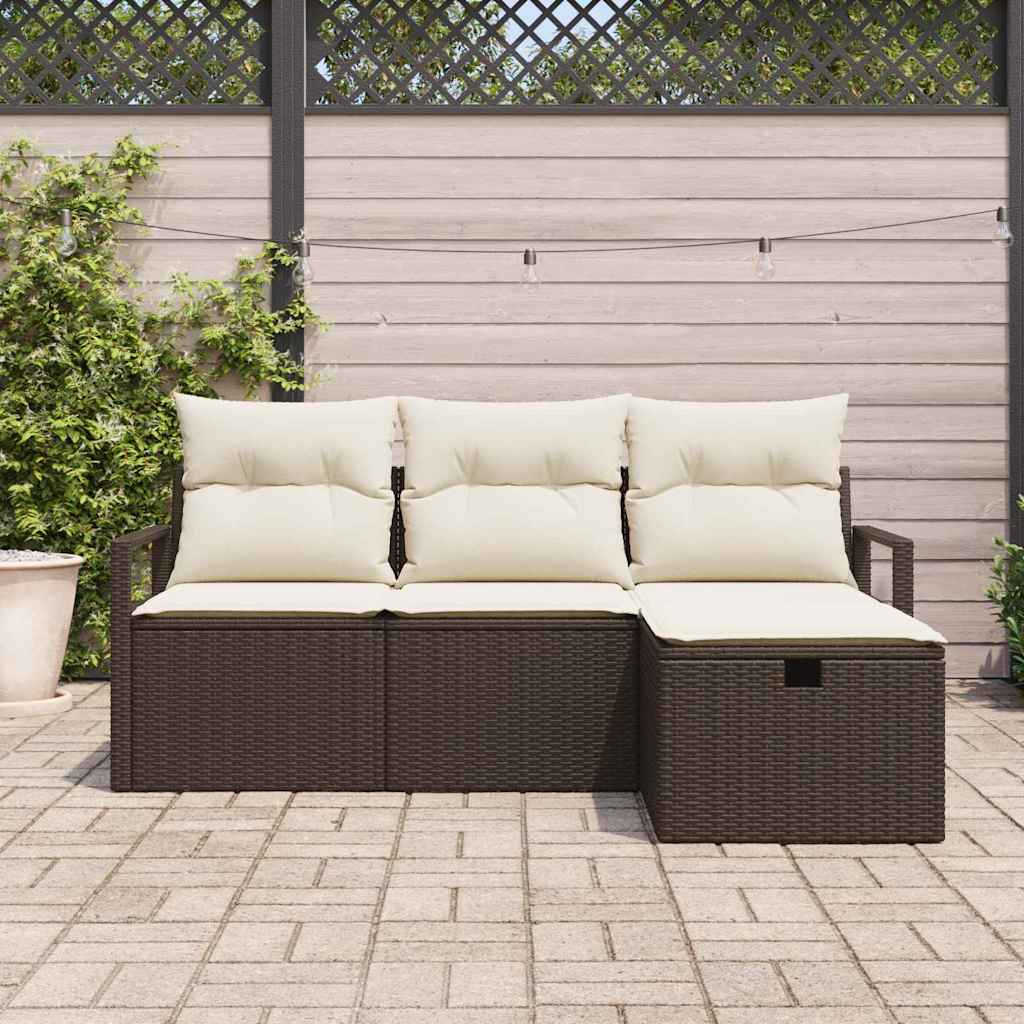 vidaXL Set Divano da Giardino 4 pcs Marrone e crema 175 x 117 x 85 cm