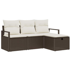 Set divano da giardino 4 pezzi con cuscini marrone rattan sintetico 3359147
