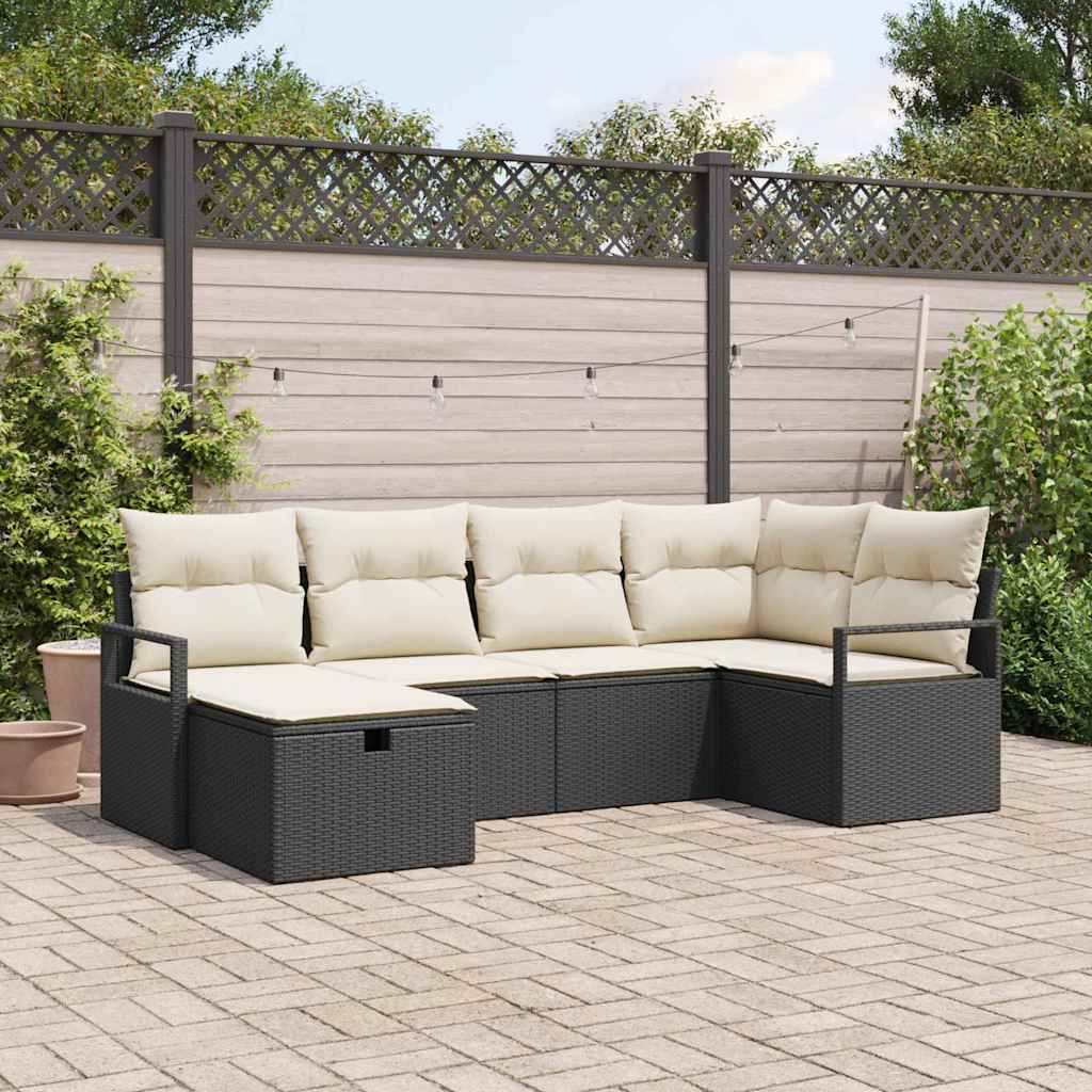 vidaXL Set Divano da Giardino 6 pcs Nero e crema 232 x 122 x 85 cm