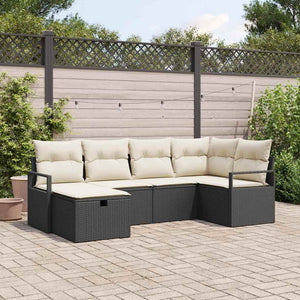 vidaXL Set Divano da Giardino 6 pcs Nero e crema 232 x 122 x 85 cm