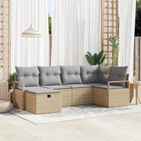 Set divano da giardino  di 6 pezzi con cuscini in rattan sintetico beige 3359179