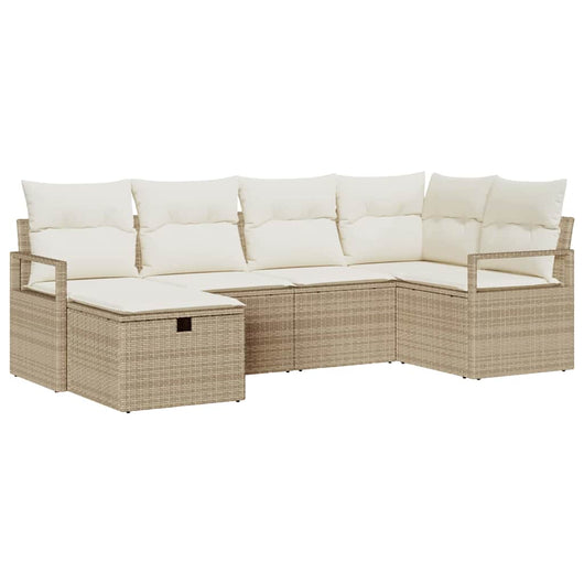 Set di Divani da Giardino  da 6 Pezzi con Cuscini in Polyrattan Beige 3359180