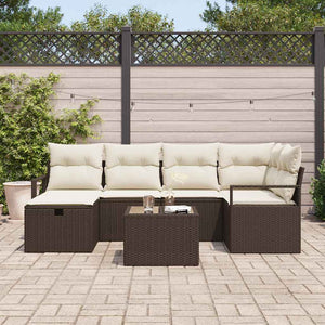 vidaXL Set Divano da Giardino 7 pcs Marrone e crema 232 x 122 x 85 cm