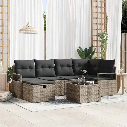 vidaXL Set Divano da Giardino 7 pcs Grigio 232 x 122 x 85 cm