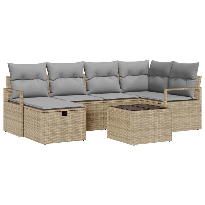 Set Divani Giardino  7 Pezzi con Cuscini Beige Rattan Sintetico 3359189