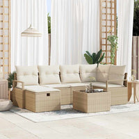 Set di divani da giardino 7 pezzi con cuscini beige in polyrattan 3359190