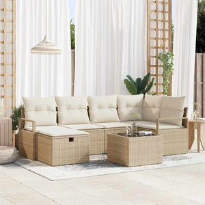vidaXL Set Divano da Giardino 7 pcs beige e panna 232 x 122 x 85 cm