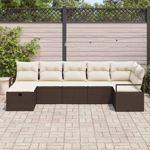 Set di Sofà da Giardino 7 Pezzi con Cuscini Rattan PE Marrone 3359197