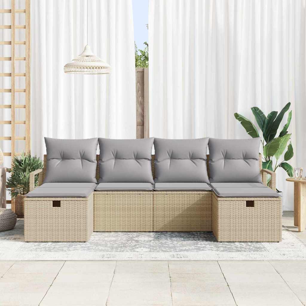 Set di divani da giardino in 6 pezzi con cuscini beige polirattan 3359219