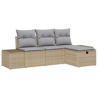 Set Divano da Giardino con cuscino 4 pz-Sofa da Giardino-Divanetto da esterno Beige Poly Rattan 341695