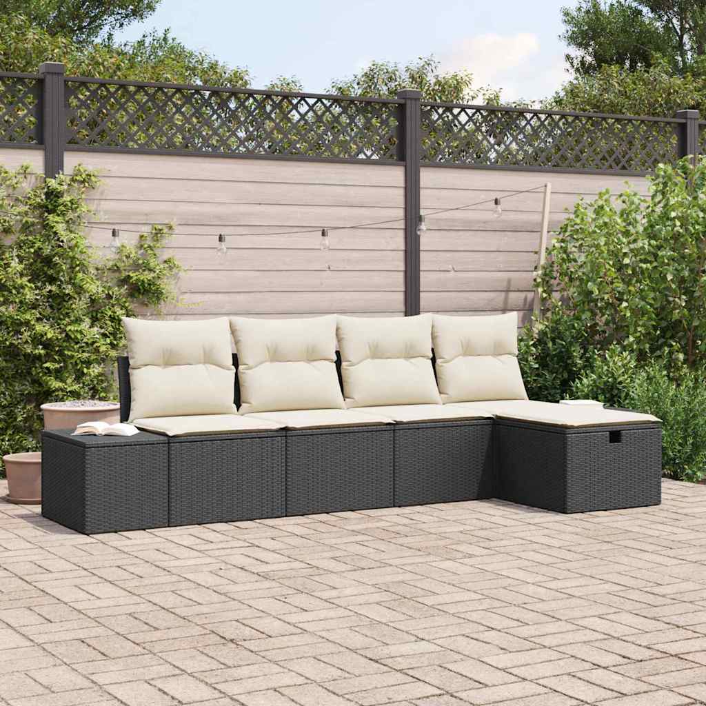 Set Divano da Giardino con cuscino 5 pz-Sofa da Giardino-Divanetto da esterno polyrattan