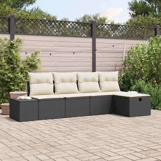 Set Divano da Giardino con cuscino 5 pz-Sofa da Giardino-Divanetto da esterno polyrattan
