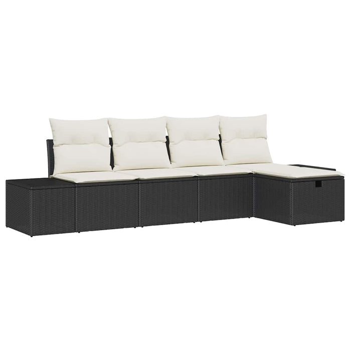 Set Divano da Giardino con cuscino 5 pz-Sofa da Giardino-Divanetto da esterno polyrattan