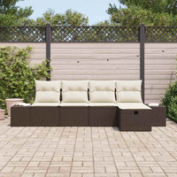Set Divano da Giardino con cuscino 5 pz-Sofa da Giardino-Divanetto da esterno Marrone polyrattan 972263