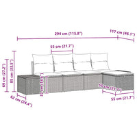 Set Divano da Giardino con cuscino 5 pz-Sofa da Giardino-Divanetto da esterno Marrone polyrattan 972263
