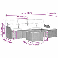 Set di Sofà da Giardino  6 Pezzi con Cuscini Nero Polyrattan 3359474