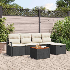 Set divano da giardino  6 pezzi con cuscini neri in polirattan 3359530