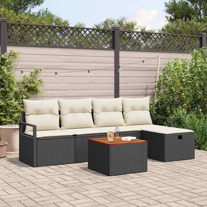 Set divano da giardino  6 pezzi con cuscini neri in polirattan 3359530