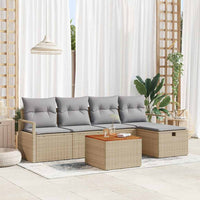 Set Divano da Giardino  a 6 Pezzi con Cuscini Beige in Polyrattan 3359532