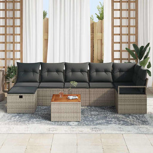Set Divani Giardino  8 Pezzi con Cuscini Grigio Polyrattan 3359545