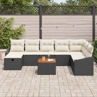 Set Divano da Giardino con cuscino 9 pcs Nero Poly Rattan 3359579