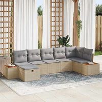 Set di divani da giardino 7 pezzi con cuscini beige in rattan sintetico. 3359642