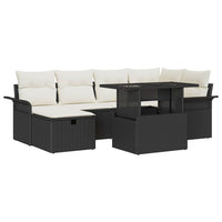 Set Divano da Giardino con cuscino 7 pcs Nero Poly Rattan 3359674