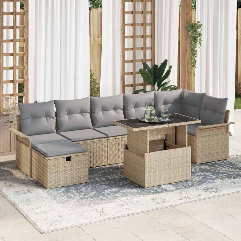 Set di Divani da Giardino  con Cuscini Beige Polyrattan 3359687