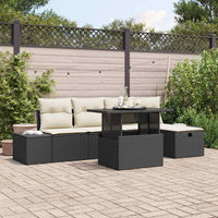 Set Divano da Giardino 6 pcs Nero Poly Rattan 3359864