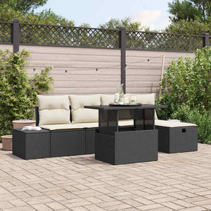 Set Divano da Giardino 6 pcs Nero Poly Rattan 3359864