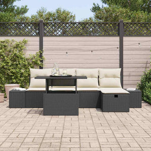 Set Divano da Giardino 6 pcs Nero Poly Rattan 3359864