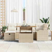 Set Divano da Giardino  a 7 Pezzi con Cuscini Beige Polyrattan 3359942