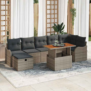 Set Divano da Giardino 8 Pezzi con Cuscini Grigio Rattan 3359947