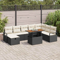 Set Divano Giardino  9 Pezzi con Cuscini Nero Polyrattan 3360009