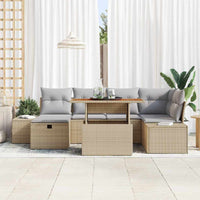 Set Divano da Giardino con cuscino 7 pcs Beige Poly Rattan 3360053