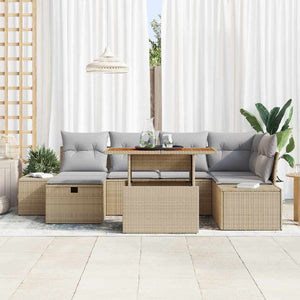 Set Divano da Giardino con cuscino 7 pcs Beige Poly Rattan 3360053