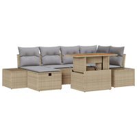 Set Divano da Giardino con cuscino 7 pcs Beige Poly Rattan 3360053