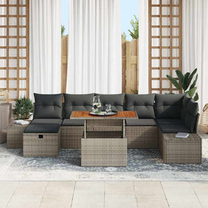 Set Divani Giardino 8 Pezzi con Cuscini Grigio Polyrattan 3360059