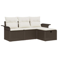 Set Divano da Giardino con cuscino 4 pz-Sofa da Giardino-Divanetto da esterno Marrone Poly Rattan 172174