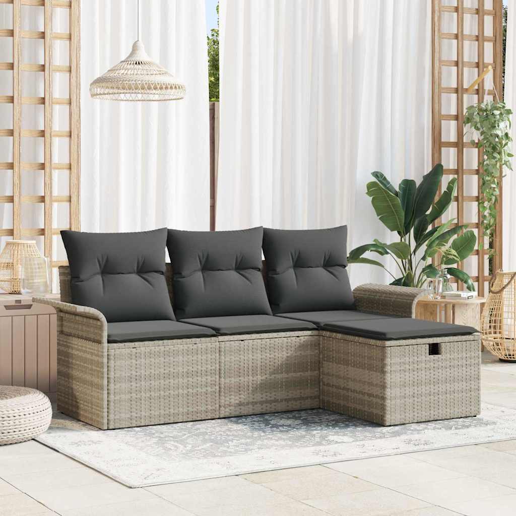 Set Divano da Giardino con cuscino 4 pz-Sofa da Giardino-Divanetto da esterno Poly Rattan 253350